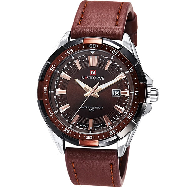 NAVIFORCE Luxury Sport Watches Waterproof Quartz Army Military Leather Wrist Watch