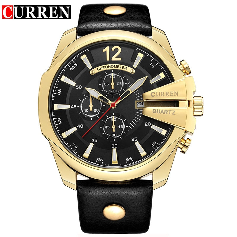 Quartz Hombres Leather Wrist Watches