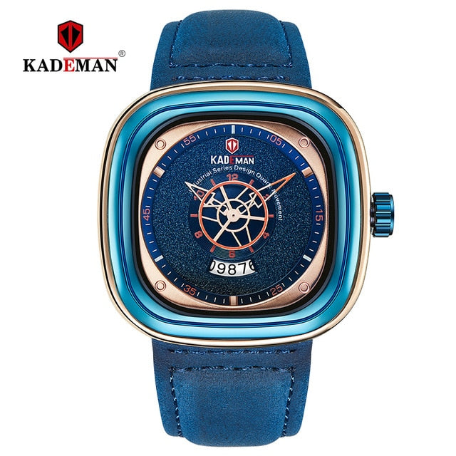 Square Quartz Casual Leather Wristwatches