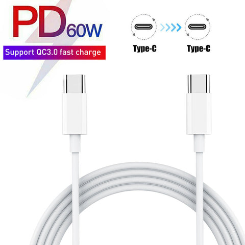 USB C To USB C Fast Charger PD 60W Dual Type C Charging Data Sync USB Cable