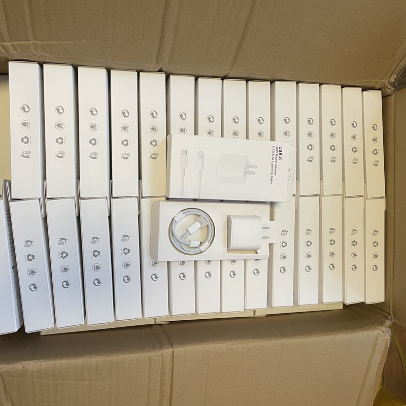 Wholesale Lot 20W Power Adapter PD Charger USB-C to iPhone Cable For Apple 12 11