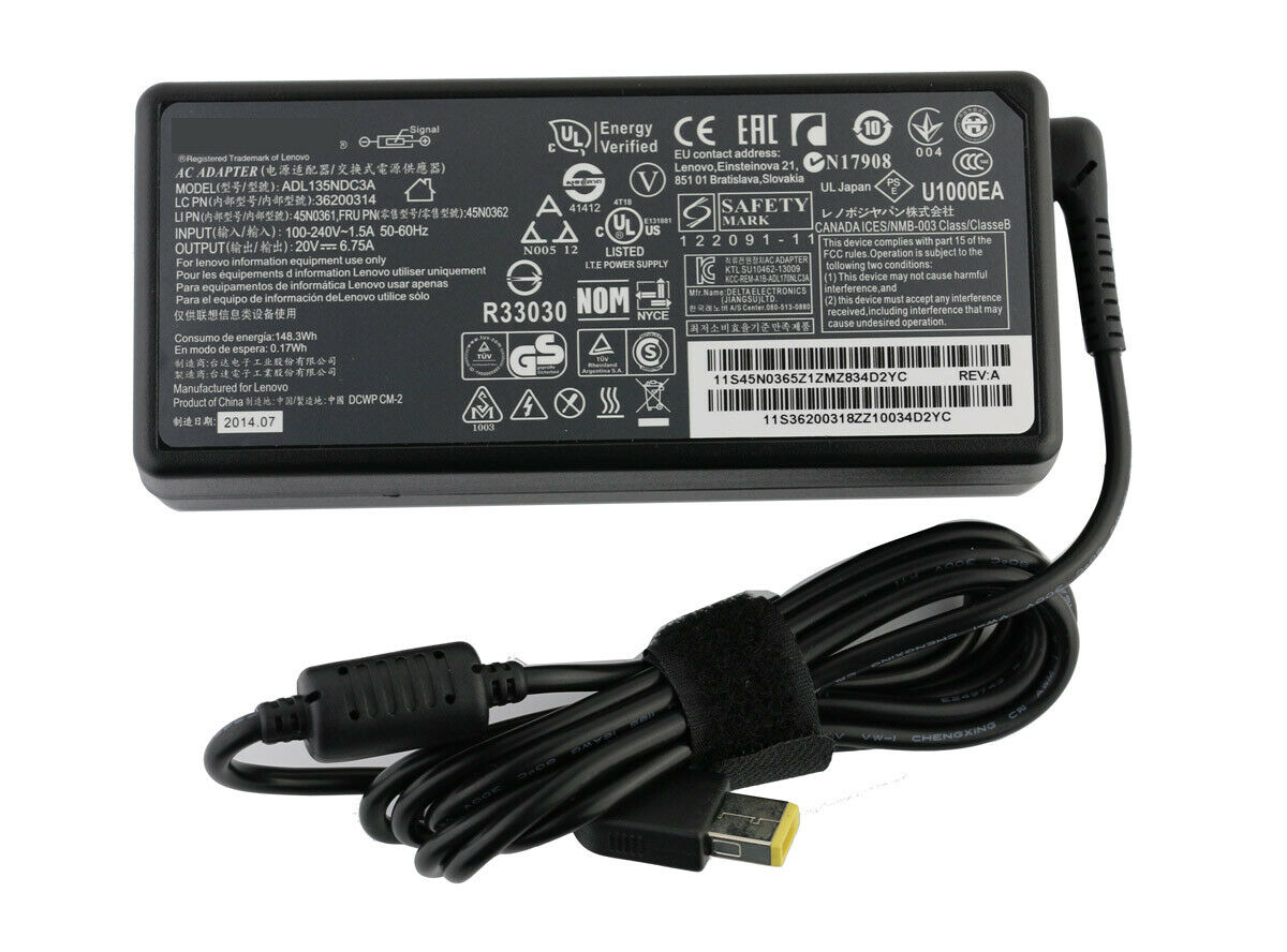 NEW 20V 135W Slim Tip AC Adapter Charger For Lenovo IdeaPad S740-15IRH Power Supply