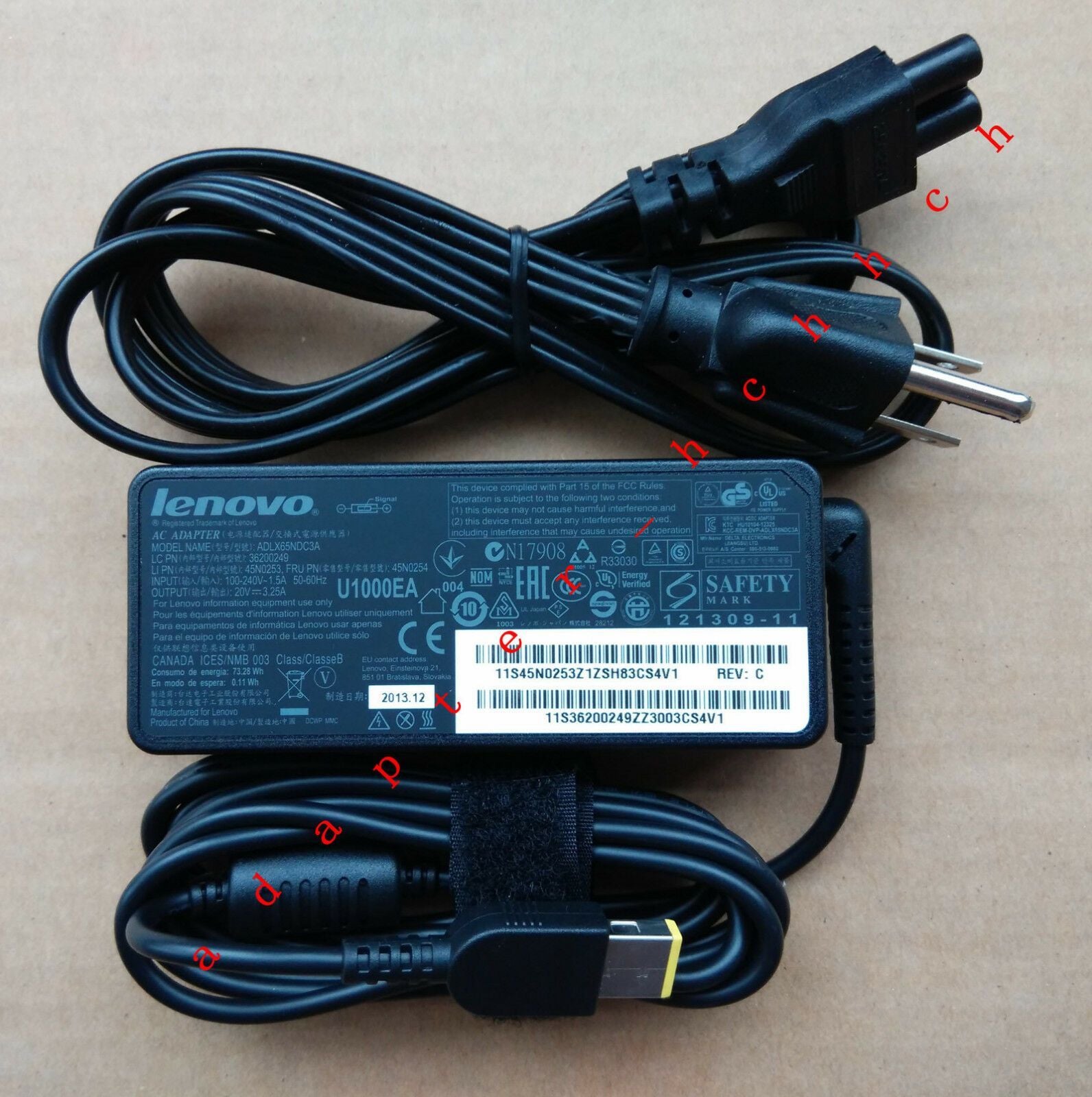 @New Original OEM 65W AC Adapter for Lenovo ThinkPad S3-S431 20AX000MUS,36200249