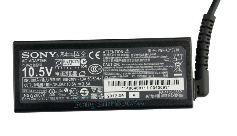Original Sony Vaio SVP1321HGXBI SVP1321WSNB AC Adapter Charger 10.5V 3.8A 40W