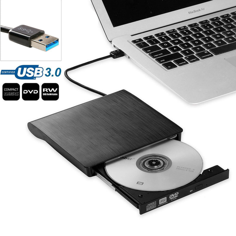Slim External USB DVD RW CD Writer Burner Reader Player Drive For Mac PC Laptop Macbook