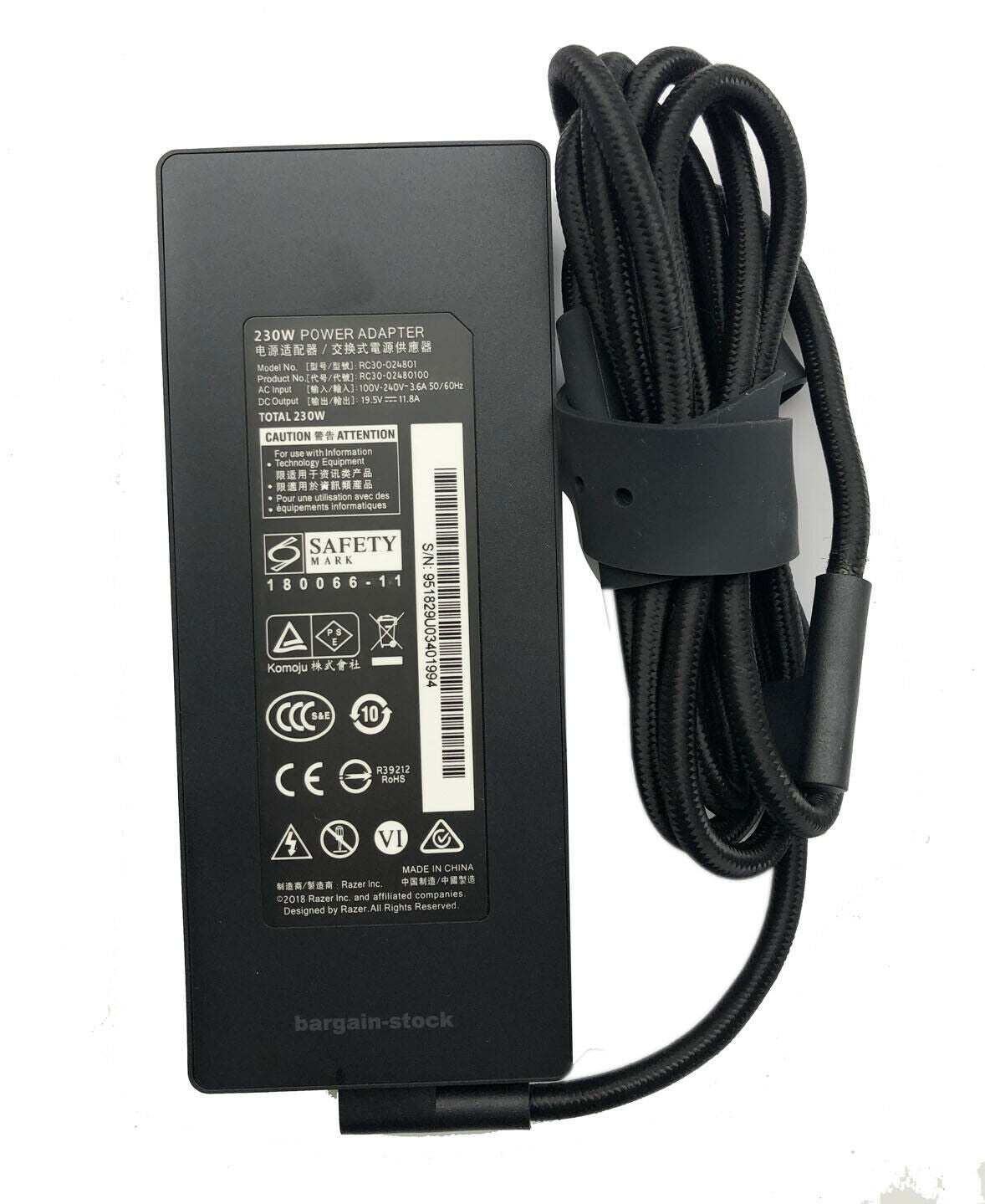 230W Razer AC Adapter Charger  Razer Blade 15 Base Model RZ09-0410AE22-R3U1 RTX3060