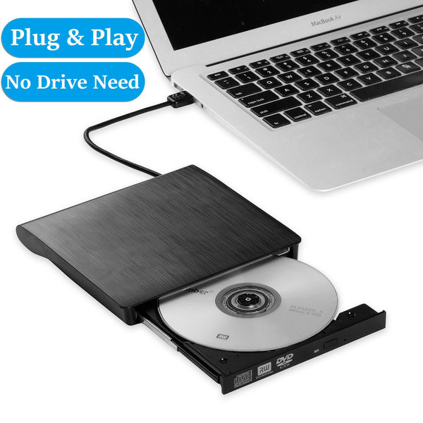 Slim External USB DVD RW CD Writer Burner Reader Player Drive For Mac PC Laptop Macbook