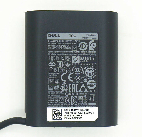 20V 1.5A 30W USB Type- C AC Adapter Charger For Dell XPS 12 13 08XTW5 DA30NM150 Charger