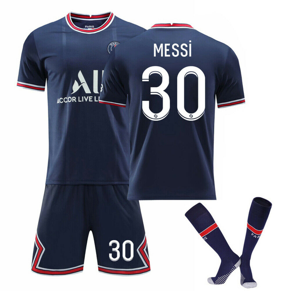Messi 30 KIDS KIT Slim fit Jersey Child Suit Shirt +Socks PSG/2021/2022