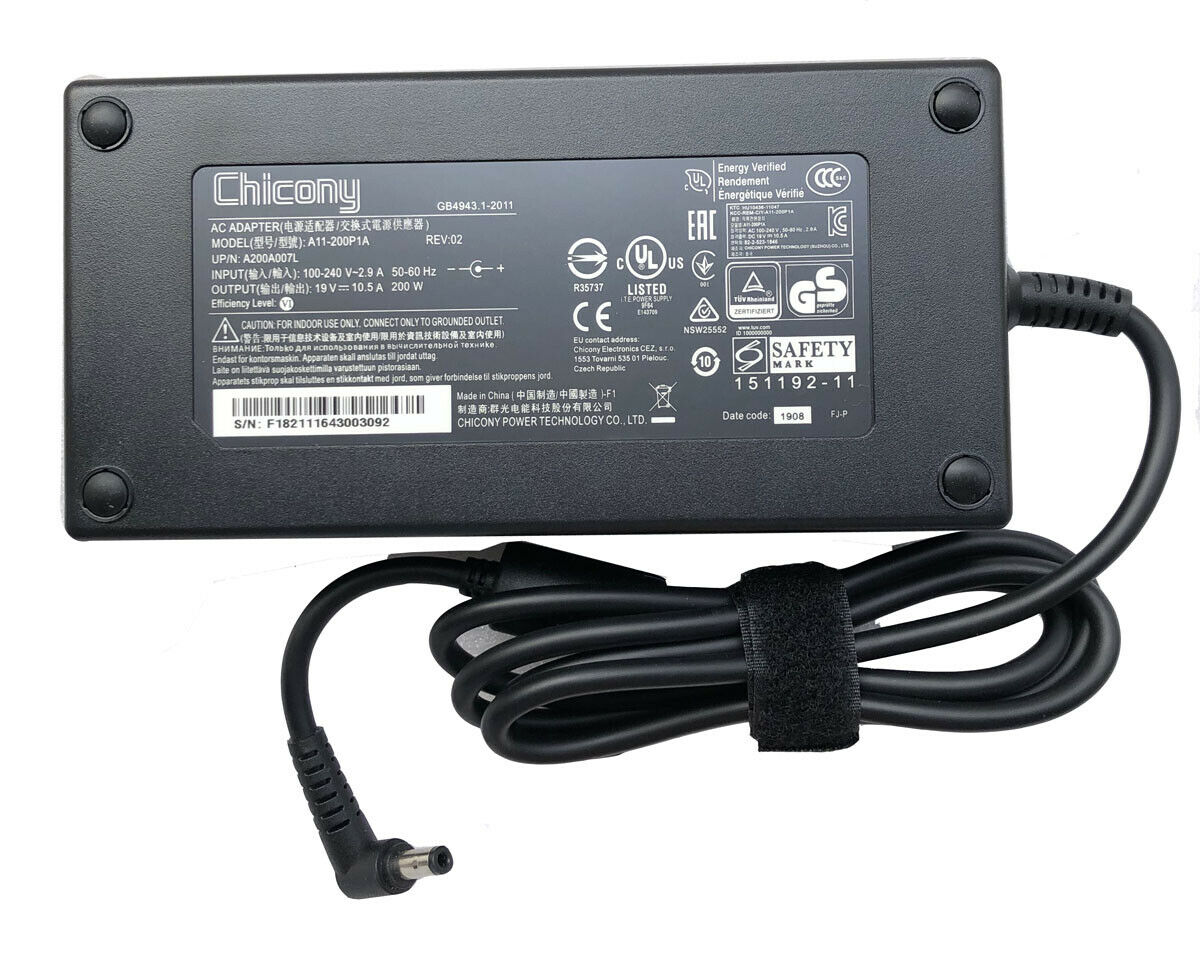 NEW Genuine Chicony 10.5A 200W A11-200P1A AC Adapter Charger Clevo P671RG P670HP6 P750DM2