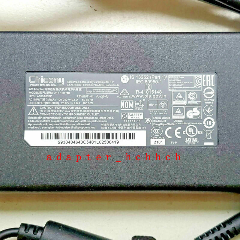 New Original Charger Chicony 20V 9A Adapter for MSI Katana GF76 11UEK Series A17-180P4B@