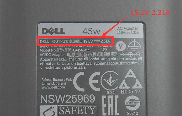 Original NEW 45W AC Adapter Charger For Dell XPS 13 9360 9365 19.5V2.31A Power Supply Charger