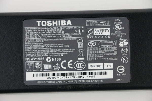 NEW Toshiba 19V 4.74A 90W AC Adapter Charger PA-1900-03 PA3165U-1ACA Power Supply