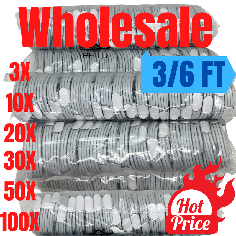 Wholesale Bulk Lot 3FT/6FT USB Fast Charger Cable Data Cord for iPhone 11 12 XR
