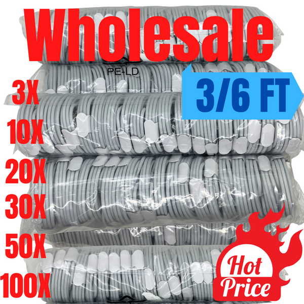 Wholesale Bulk Lot 3FT/6FT USB Fast Charger Cable Data Cord for iPhone 11 12 XR