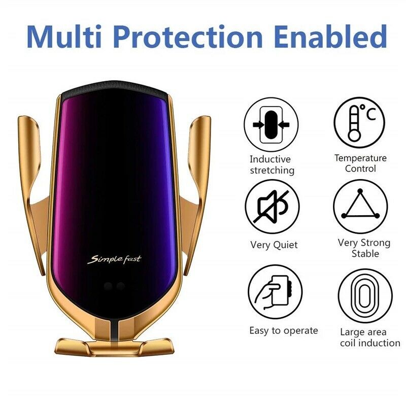 Wireless Automatic Clamping Smart Sensor Car Phone Holder Fast Charger Mount 10W