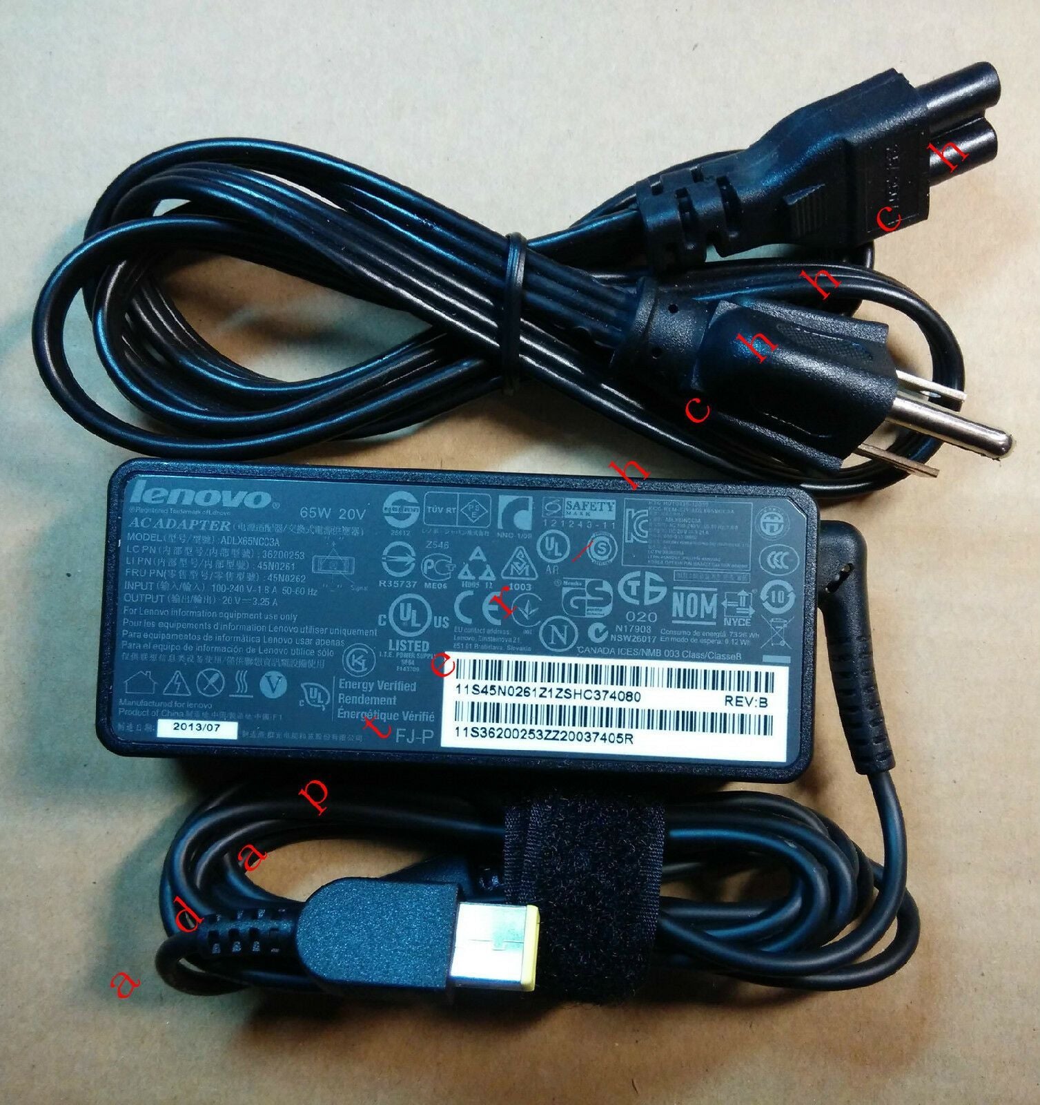 Genuine OEM Lenovo 65W 20V AC Power Adapter for ThinkPad S3-S440 Laptop Series