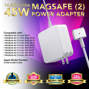Replace AC Adapter Power Charger for Apple Macbook Air 11"13"A1436 A1465 A1466 MD223 45W