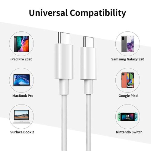 2000 pack x USB-C to USB-C Type-C Cable 60W Fast Charger Charging Data Sync Cord